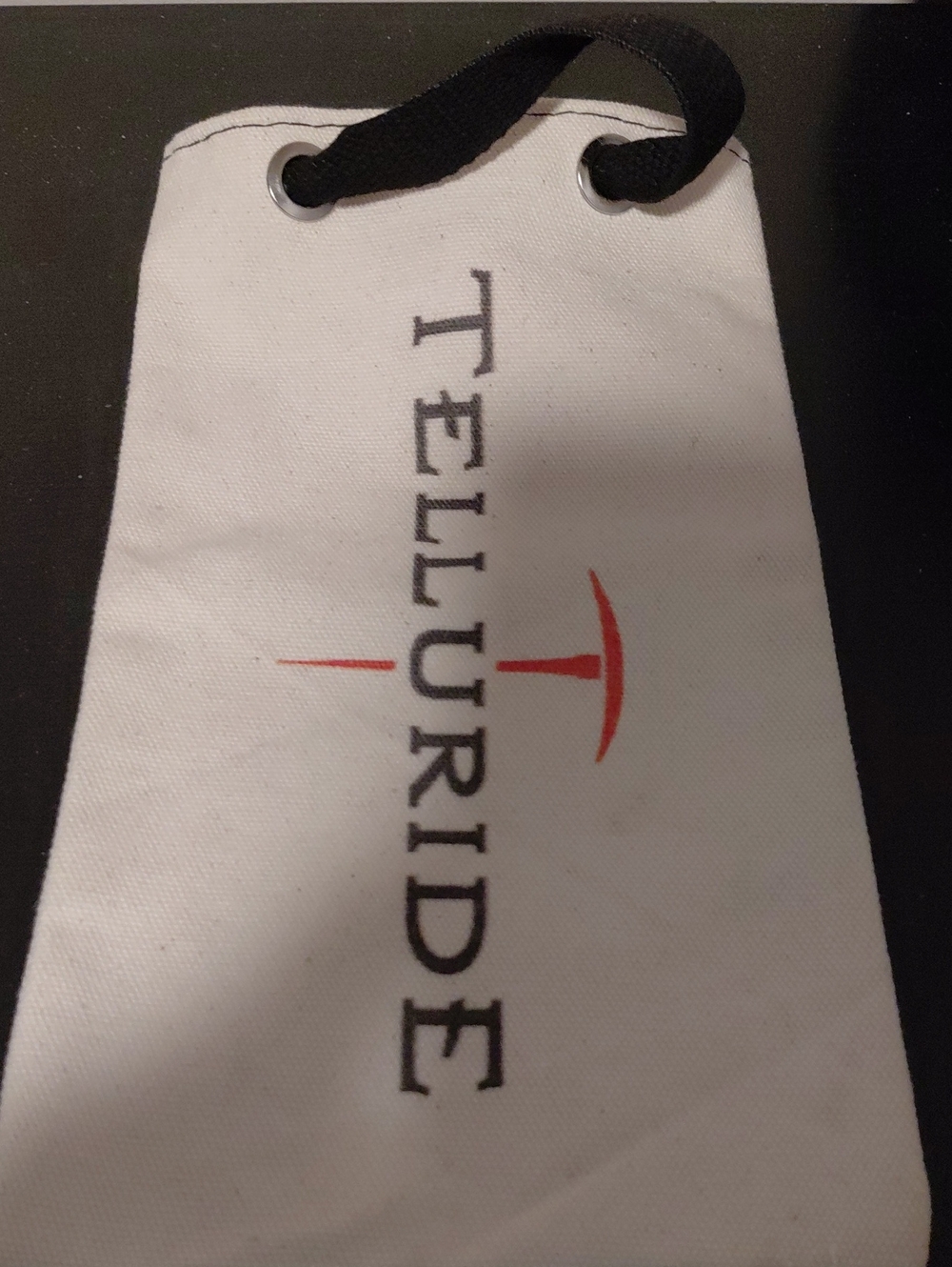Off White Canvas Wine Or Water Bottle Carrier with Telluride & Red Ice Pick Logo